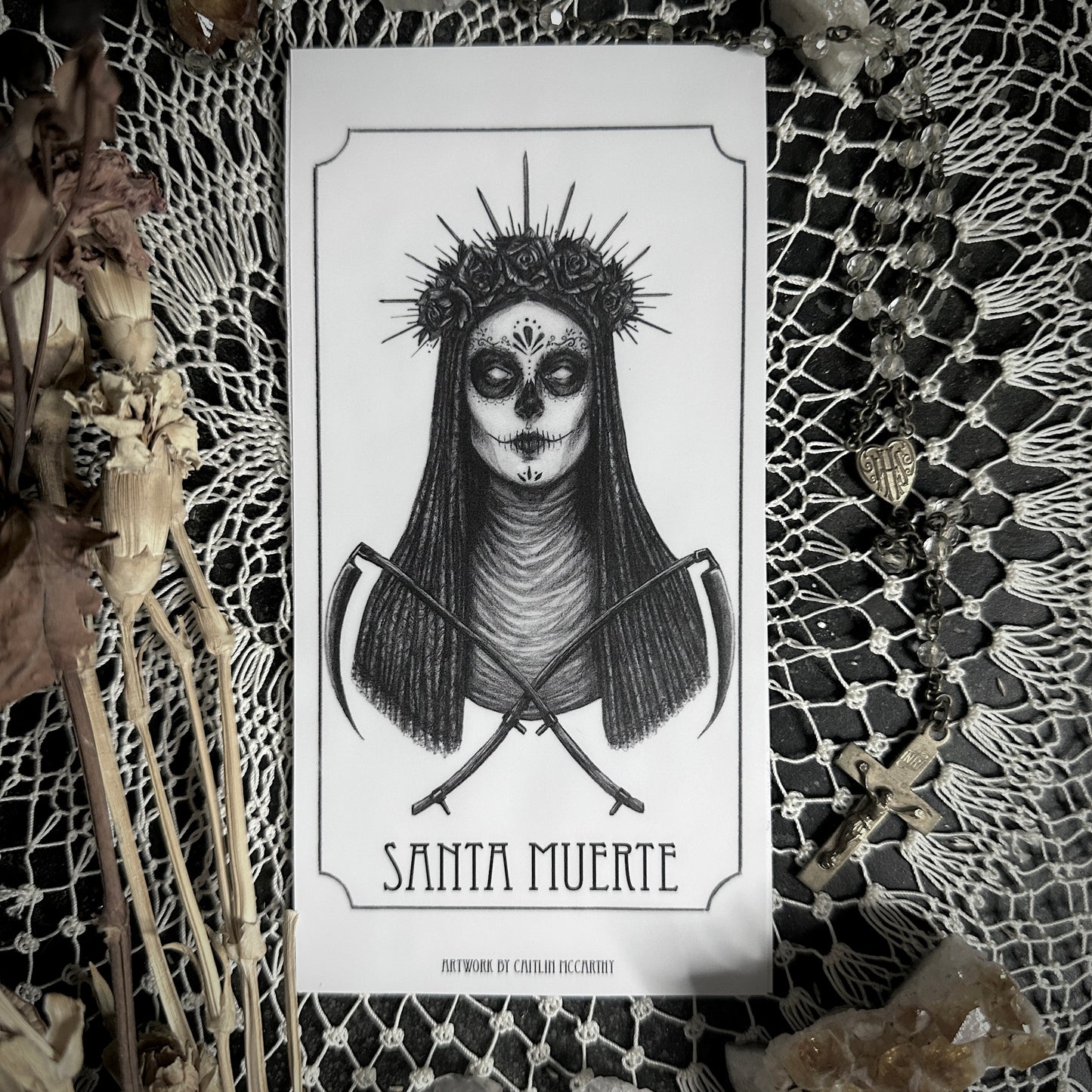 Santa Muerte Devotional Candle Sticker - 3x6” High Quality Vinyl Sticker