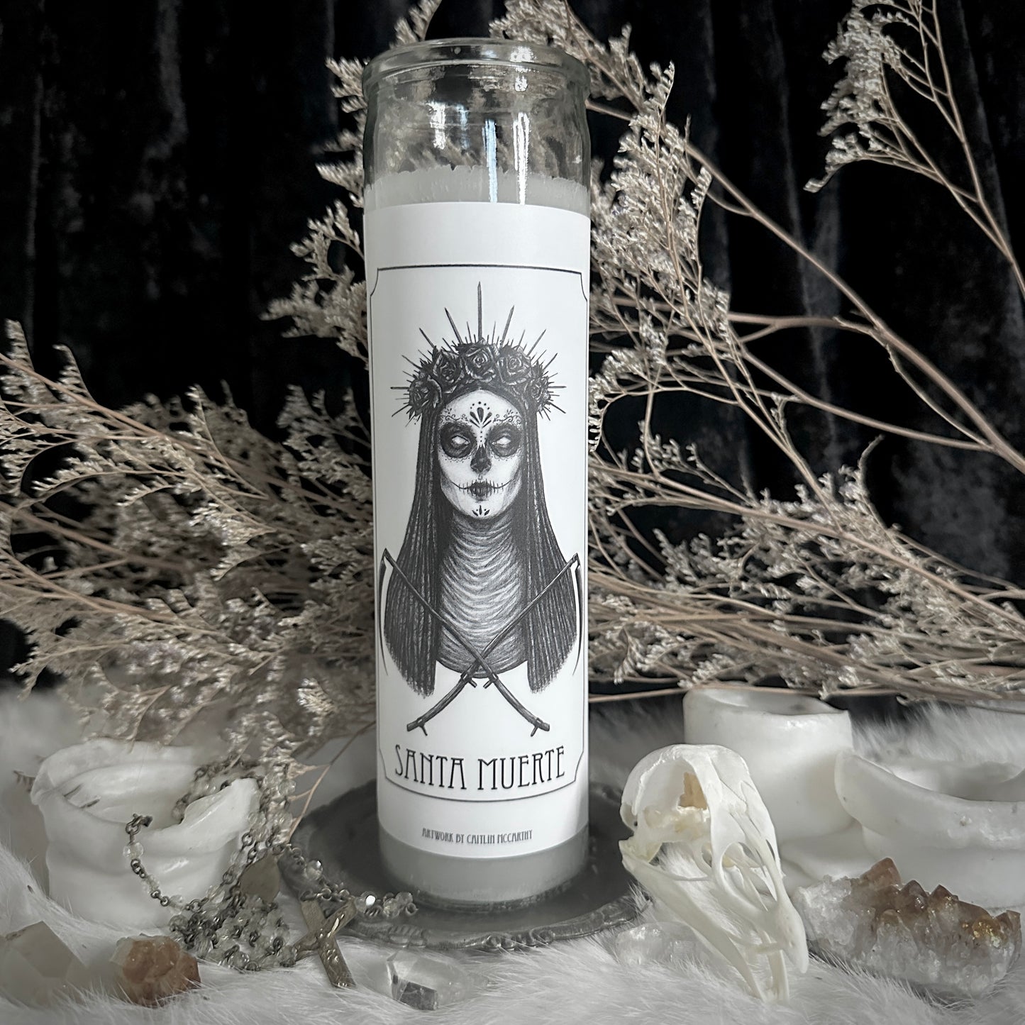 Santa Muerte Devotional Candle Sticker - 3x6” High Quality Vinyl Sticker