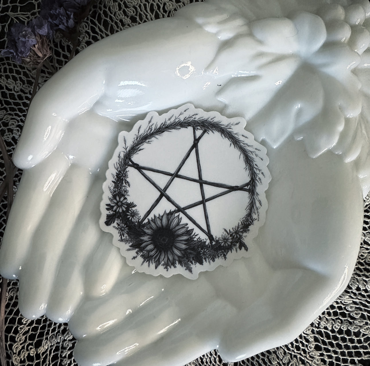 Summer Solstice & Litha Pentacle Wreath Sticker