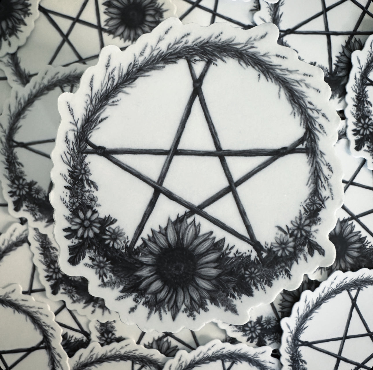 Summer Solstice & Litha Pentacle Wreath Sticker