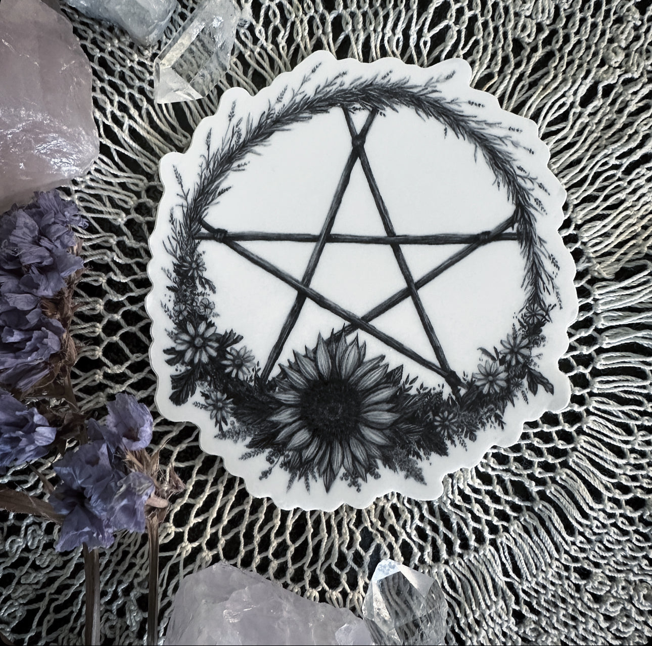 Summer Solstice & Litha Pentacle Wreath Sticker