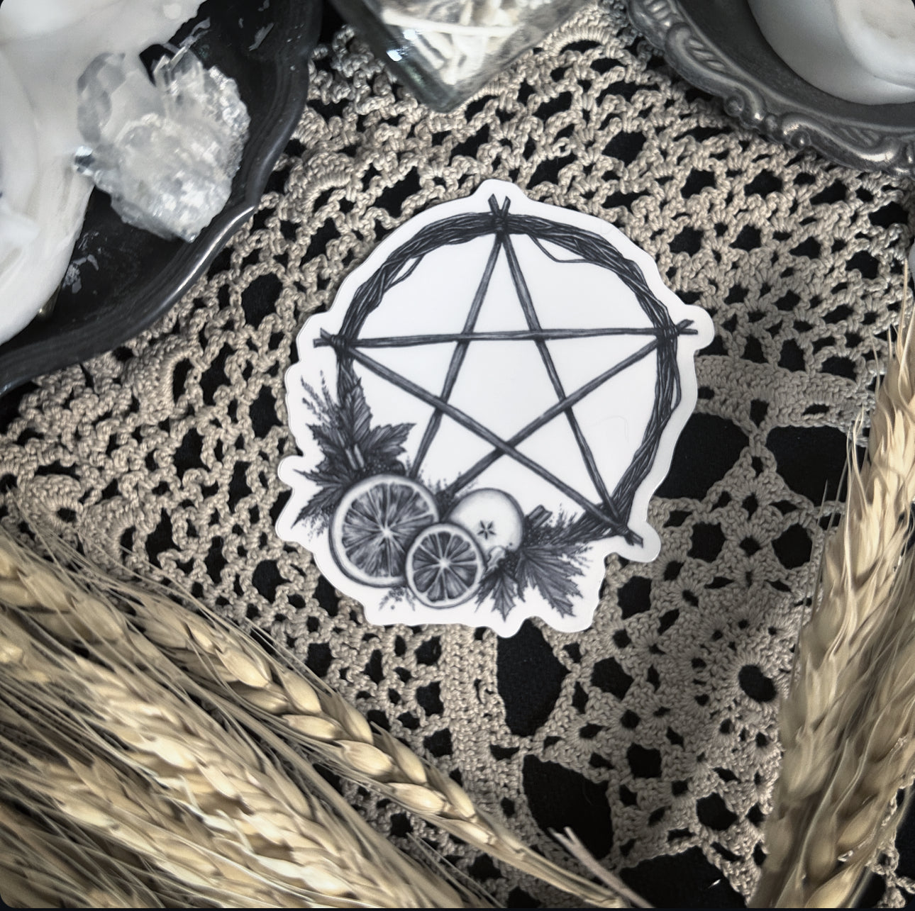 Samhain & Autumn Pentacle Wreath Sticker