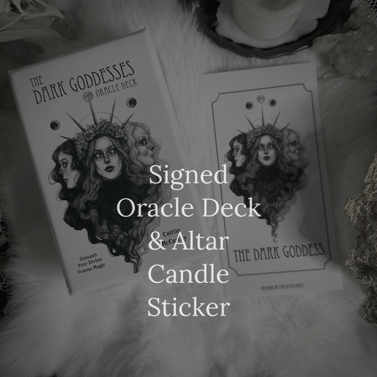 The Dark Goddesses Oracle Deck & Altar Candle Sticker - Signed by Caitlin McCarthy